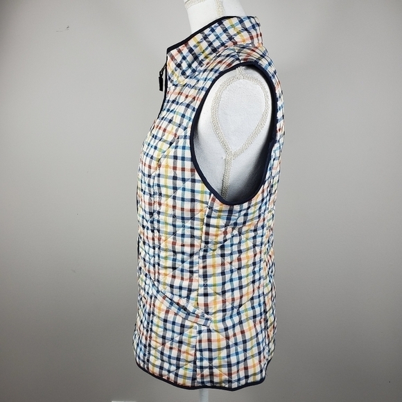 Talbots Plaid Quilted Vest Colorful Zip Up S - Picture 7 of 9